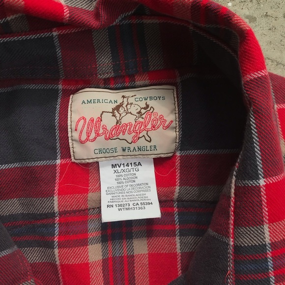 Wrangler Cotton Plaid Flannel Western Shirt - Picture 6 of 8
